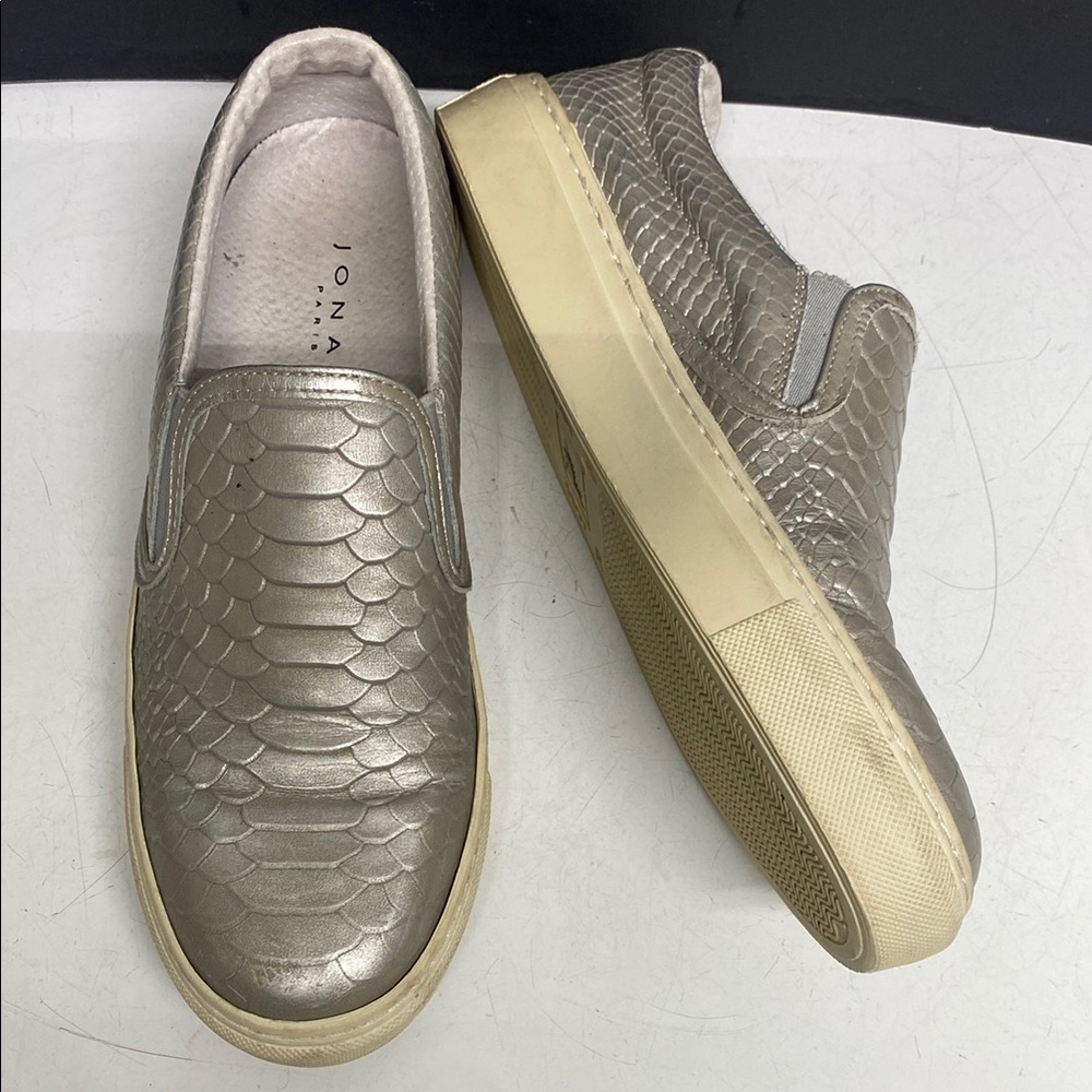Jonak Paris Silver Leather Slip On Sneakers Size 10